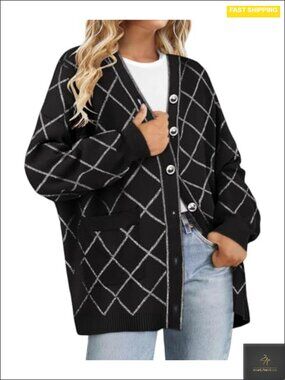 Open Front Button Up Long Sleeve Cardigan Sweater Coat Plus Size Oversized